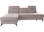 Ecksofa HOME AFFAIRE "Cardiz L-Form", beige (sand), B:246cm H:83cm T:173cm, Webstoff (100% Polyester);Luxus-Microfaser Paris (90% Polyester/10% Polyamid);Struktur fein (100% Polyester);Samtoptik (100% Polyester), Sofas, Ecksofa, inkl.Kopfteilverstellung und Federkern wahlweise mit Bettfunktion