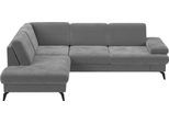 Ecksofa SIT & MORE "Morris L-Form, inkl. Sitztiefenverstellung", grau, B:262cm H:82cm T:212cm, 95% Polyester 5% Polyamid, Sofas, Ecksofa, wahlweise mit Armteilverstellung, Bettfunktion & Bettkasten