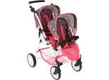 Puppen-Zwillingsbuggy CHIC2000 "Twinny, Butterfly", bunt (butterfly koralle), Puppenwagen, KinderB:63cm H:77cm T:63cm, Kunststoff, Metall, Stoff, Puppen-Zwillingsbuggy, mit schwenkbaren Vorderrädern, B:63cm H:77cm T:63cm