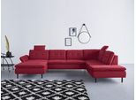 Wohnlandschaft HOME AFFAIRE "Birkholm U-Form", rot (bordeaux), B:347cm H:83cm T:226cm, 100% Polyester, Sofas, Wohnlandschaft, Armlehnverstellung, auch in Easy Clean Bezug - mit Wasser zu reinigen