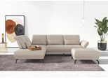 Ecksofa HOME AFFAIRE "Coco L-Form", beige (creme), B:294cm H:88cm T:242cm, 100% Polyester, Sofas, Ecksofa, Sitztiefen-, Arm- und Kopfteilverstellung, Cord-Bezug, Fußhöhe 15 cm