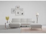 Ecksofa SIT & MORE "Fashion L-Form", grau (hellgrau), B:253cm H:84cm T:165cm, Sofas, Ecksofa, wahlweise mit Kopfteilverstellung, Vorziehsitz, motorisch, Nickelfüße