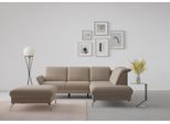 Ecksofa SIT & MORE "Fashion L-Form", grau (taupe), B:250cm H:84cm T:207cm, Sofas, Ecksofa, wahlweise mit Kopfteilverstellung, Vorziehsitz, motorisch, Nickelfüße