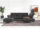 Ecksofa HOME AFFAIRE "Coco L-Form", grau, B:294cm H:88cm T:242cm, 100% Polyester, Sofas, Ecksofa, Sitztiefen-, Arm- und Kopfteilverstellung, Cord-Bezug, Fußhöhe 15 cm