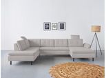 Wohnlandschaft HOME AFFAIRE "Birkholm U-Form", silber, B:347cm H:83cm T:226cm, 98% Polyester 2% Polyamid, Sofas, Wohnlandschaft, Armlehnverstellung, auch in Easy Clean Bezug - mit Wasser zu reinigen