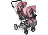 Puppen-Zwillingsbuggy CHIC2000 "Linus Duo", rosa (melange grau, rosa), Puppenwagen, KinderB:80cm H:79cm T:80cm, Kunststoff, Polyester, Stahl, Puppen-Zwillingsbuggy, mit zwei abnehmbaren, bis in Liegeposition verstellbaren Sportsitzen, B:80cm H:79cm T:80cm