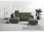 Ecksofa HOME AFFAIRE "Summer L-Form", grün (olive), B:236cm H:91cm T:170cm, 95% Polyester, 5% Polyamid, Sofas, Ecksofa, mit Ottomane, wahlweise mit Bettfunktion und Bettkasten, Cord-Bezug