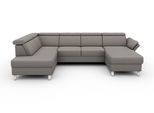 Wohnlandschaft SIT & MORE "Vincenzo U-Form", grau (steelgrau), B:317cm H:84cm T:93cm, Sofas, Wohnlandschaft, inklusive Kopfteilverstellung, wahlweise mit Bettfunktion, Bettkasten