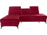 Ecksofa HOME AFFAIRE "Cardiz L-Form", rot, B:246cm H:83cm T:173cm, Webstoff (100% Polyester);Luxus-Microfaser Paris (90% Polyester/10% Polyamid);Struktur fein (100% Polyester);Samtoptik (100% Polyester), Sofas, Ecksofa, inkl.Kopfteilverstellung und Federkern wahlweise mit Bettfunktion