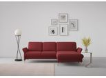 Ecksofa SIT & MORE "Fashion L-Form", rot (bordeaux), B:253cm H:84cm T:165cm, Sofas, Ecksofa, wahlweise mit Kopfteilverstellung, Vorziehsitz, motorisch, Nickelfüße