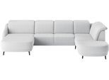 Wohnlandschaft SIT & MORE "Blues U-Form", silber, B:356cm H:93cm T:249cm, 100% Polyester, Sofas, Wohnlandschaft, inkl. Kopfteilverstellung, wahlweise mit Klapptisch und USB