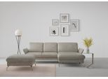 Ecksofa SIT & MORE "Fashion L-Form", grau (hellgrau), B:253cm H:84cm T:165cm, Sofas, Ecksofa, wahlweise mit Kopfteilverstellung, Vorziehsitz, motorisch, Nickelfüße