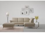 Ecksofa SIT & MORE "Fashion L-Form", beige, B:250cm H:84cm T:207cm, Sofas, Ecksofa, wahlweise mit Kopfteilverstellung, Vorziehsitz, motorisch, Nickelfüße