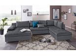 Wohnlandschaft HOME AFFAIRE "Labene U-Form", grau (dunkelgrau), B:346cm H:82cm T:90cm, Struktur fein (95% Polyester, 5% Polyamid);Luxus-Microfaser ALTARA NUBUCK (100% Polyester);Kunstleder SOFTLUX / Struktur (100% Polyester);Struktur (100% Polyester), Sofas, Wohnlandschaft, wahlweise mit Bettfunktion und Bettkasten