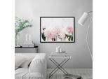 Bild QUEENCE "Bella", rosa (farbe rahmen: schwarz, farbe bild(er): rosa), B:50cm H:40cm, Acrylglas, Holz, Papier, Bilder, Bild, gerahmt, Rosen