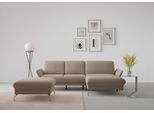 Ecksofa SIT & MORE "Fashion L-Form", grau (taupe), B:253cm H:84cm T:165cm, Sofas, Ecksofa, wahlweise mit Kopfteilverstellung, Vorziehsitz, motorisch, Nickelfüße