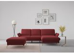 Ecksofa SIT & MORE "Fashion L-Form", rot (bordeaux), B:253cm H:84cm T:165cm, Sofas, Ecksofa, wahlweise mit Kopfteilverstellung, Vorziehsitz, motorisch, Nickelfüße