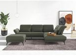 Ecksofa HOME AFFAIRE "Coco L-Form", grün (olive), B:294cm H:88cm T:242cm, 95% Polyester, 5% Polyamid, Sofas, Ecksofa, Sitztiefen-, Arm- und Kopfteilverstellung, Cord-Bezug, Fußhöhe 15 cm