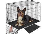 tectake® Hundekäfig-Gitterbox, klappbar, mit 2 Tragegriffen, 2 große Türen mit Doppelverriegelung, herausnehmbarer Boden, abgerundete Ecken