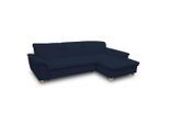 Mid.you , Dunkelblau , Textil , Eiche , Uni , Ottomane rechts, L-Form , 279x162 cm , Made in EU, FSC MIX , Rücken echt , Wohnzimmer, Sofas & Couches, Wohnlandschaften, Ecksofas