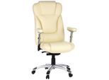 Mid.you , Creme, Silberfarben , Kunststoff, Textil , 63x131x53 cm , Wippfunktion, Sitzfläche 360° drehbar , Büromöbel, Bürostühle, Chefsessel