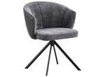 Möbelix , Grau, Schwarz , Metall, Textil , 59x78x63 cm , Sitzfläche 360° drehbar , Esszimmer, Esszimmerstühle, Lederstühle Esszimmer, Lederlook Stühle