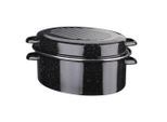GSW , Schwarz , Metall , 9 l , oval , 38x18 cm , ISO 9001 , backofengeeignet,hitzebeständige Griffe, backofengeeignet, kratzfest, rostfrei, geschmacksneutral, energiesparend, Deckel hitzebeständig, schadstofffrei gemäß EU-Standards , Kochen & Essen, Töpfe, Bräter