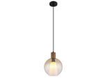 Globo , Schwarz, Dunkelbraun, Bernsteinfarben , Metall, Glas, Textil, Holzwerkstoff , 120 cm , CE , beliebig kürzbar , Beleuchtung, Innenleuchten, Hängeleuchten