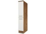FlexWell , Eichefarben, Magnolie , Holzwerkstoff , einzeln stellbar , 30x168.5x60 cm , Made in Germany , Küche, Küchenblöcke, Küchenschränke, Apothekerschränke