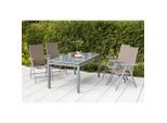 Gardenson , Taupe , Metall, Textil , Uni , 57x108x65 cm , klappbar , Gartenmöbel, Gartensessel, Klappsessel