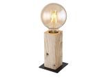 Globo , Braun , Holz, Metall , 9x15x9 cm , mit Schalter , Beleuchtung, Innenleuchten, Tischlampen, Tischlampen