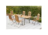 Gardenson , Silberfarben, Akaziefarben , Holz, Metall , Akazie , Hartholz , rechteckig , 180-240x100x74 cm , FSC , ausziehbar , Gartenmöbel, Gartentische, Gartentische ausziehbar