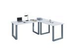 Mid.you , Silberfarben, Weiß , Holzwerkstoff , rechteckig , 130x76x160 cm , in verschiedenen Holz-Dekoren erhältlich , Büromöbel, Schreibtische, Eckschreibtische