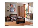 Vipack Set Alex best. aus Nachtkonsole, Einzelbett 90x200, Bettschublade, Kleiderschrank 2-trg. und Kommode Kiefer gebürstet