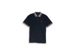TOM TAILOR Herren Piqué Poloshirt mit Logo-Print, blau, Uni, Gr. M