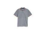 TOM TAILOR Herren Piqué Poloshirt mit Logo-Print, blau, Meliert, Gr. M
