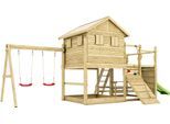 Spielturm FUNGOO "ALOHA", grün, Spieltürme, KinderB:820cm H:314cm T:370cm, FSC-zertifizierter Massivholz, Metall, Polyethylen, mit Spielhaus und Terrasse, Doppelschaukel, B:820cm H:314cm T:370cm, Topseller