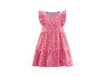 Jerseykleid HAPPY GIRLS, Mädchen, Gr. 98, N-Gr, pink, Jersey, Obermaterial: 95% Baumwolle, 5% Elasthan, bedruckt, A-Linie kniebedeckend, Rundhals, Flügelärmel Rüschen, Kleider Jerseykleid