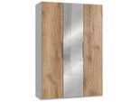 Mid.you , Weiß, Eichefarben , Holzwerkstoff , 2 Fächer , 150x216x58 cm , BQ - Bündnis für Qualität, Made in Germany, DIN EN ISO 9001 , umfangreiches Zubehör erhältlich, in verschiedenen Größen erhältlich, in verschiedenen Holzdekoren erhältlich, Schrankfront mit Spiegel ,