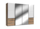 Mid.you , Weiß, Eichefarben , Glas, Holzwerkstoff , 5 Fächer , 6 Schublade(n) Schubladen , 300x216x65 cm , BQ - Bündnis für Qualität, Made in Germany, DIN EN ISO 9001 , umfangreiches Zubehör erhältlich, in verschiedenen Größen erhältlich, in verschiedenen Holzdekoren erhältlich, Schrankfront mit Spiegel ,
