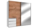 Mid.you , Weiß, Eichefarben , Holzwerkstoff , 5 Fächer , 3 Schublade(n) Schubladen , 250x236x65 cm , BQ - Bündnis für Qualität, Made in Germany, DIN EN ISO 9001 , umfangreiches Zubehör erhältlich, in verschiedenen Größen erhältlich, in verschiedenen Holzdekoren erhältlich , Schlafzimmer, Kleiderschränke, Schwebetürenschränke