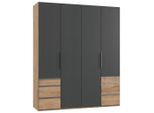 Mid.you , Graphitfarben, Eichefarben , Holzwerkstoff , 4 Fächer , 6 Schublade(n) Schubladen , 200x236x58 cm , BQ - Bündnis für Qualität, Made in Germany, DIN EN ISO 9001 , umfangreiches Zubehör erhältlich, in verschiedenen Größen erhältlich, in verschiedenen Holzdekoren erhältlich ,