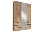 Mid.you , Silberfarben, Eichefarben , Glas, Holzwerkstoff , 2 Fächer , 6 Schublade(n) Schubladen , 150x216x58 cm , BQ - Bündnis für Qualität, Made in Germany, DIN EN ISO 9001 , umfangreiches Zubehör erhältlich, in verschiedenen Holzarten erhältlich, in verschiedenen Größen erhältlich, Schrankfront mit Spiegel ,