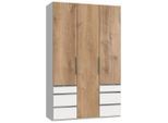 Mid.you , Weiß, Eichefarben , Holzwerkstoff , 4 Fächer , 6 Schublade(n) Schubladen , 150x236x58 cm , BQ - Bündnis für Qualität, Made in Germany, DIN EN ISO 9001 , umfangreiches Zubehör erhältlich, in verschiedenen Größen erhältlich, in verschiedenen Holzdekoren erhältlich ,