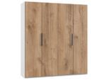 Mid.you , Weiß, Eichefarben , Holzwerkstoff , 2 Fächer , 200x216x58 cm , BQ - Bündnis für Qualität, Made in Germany, DIN EN ISO 9001 , umfangreiches Zubehör erhältlich, in verschiedenen Größen erhältlich, in verschiedenen Holzdekoren erhältlich , Schlafzimmer, Kleiderschränke, Drehtürenschränke