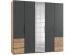 Mid.you , Graphitfarben, Eichefarben , Holzwerkstoff , 6 Fächer , 6 Schublade(n) Schubladen , 250x236x58 cm , BQ - Bündnis für Qualität, Made in Germany, DIN EN ISO 9001 , umfangreiches Zubehör erhältlich, in verschiedenen Größen erhältlich, in verschiedenen Holzdekoren erhältlich ,