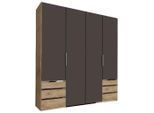 Mid.you , Graphitfarben, Eichefarben , Holzwerkstoff , 2 Fächer , 6 Schublade(n) Schubladen , 200x216x58 cm , DIN EN ISO 9001, Made in Germany, BQ - Bündnis für Qualität ,