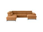 Mid.you , Cognac , Textil , U-Form , 328x215 cm , Typenauswahl, Bettkasten erhältlich, Stoffauswahl, Liegefunktion, seitenverkehrt erhältlich, Bettfunktion erhältlich, Rücken echt, Armteil rechts ,