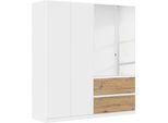 Drehtürenschrank RAUCH "Kleiderschrank Schrank Garderobe COSTA in den Breiten 91/136/181 cm", alpinweiß, eiche artisan, eingriffe alpinweiß, B:181cm H:197cm T:54cm, Holzwerkstoff, Schränke, Drehtürenschrank, mit Spiegel, grifflose Front und Push-to-Open Funktion MADE IN GERMANY