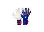 Torwarthandschuhe REUSCH "Attrakt Gold X Roll Finger", Damen, Gr. 8, blau, 55% Latex, 31% Polyester, 6% Lederimitat, 5% Polyamid, 3% Elasthan, Handschuhe, mit atmungsaktiven Mesh-Einsätzen